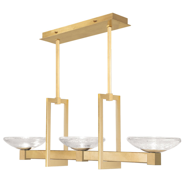 Delphi Gold Leaf 6-Light LED Island Pendant with Hand Cast Studio Glass