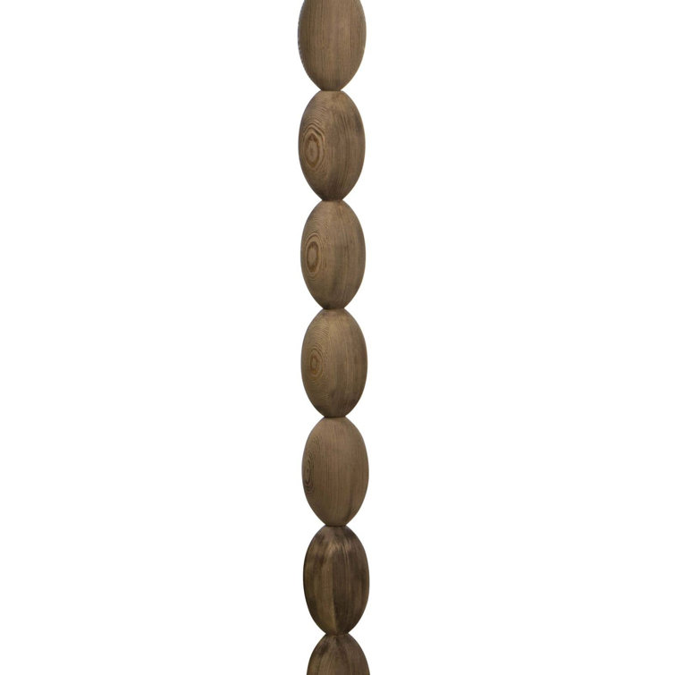 Coastal Birch Wood Buoy Floor Lamp with Linen Shade