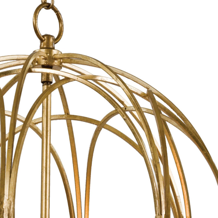 Large Gold Leaf Globe Pendant Light with Clear Cord