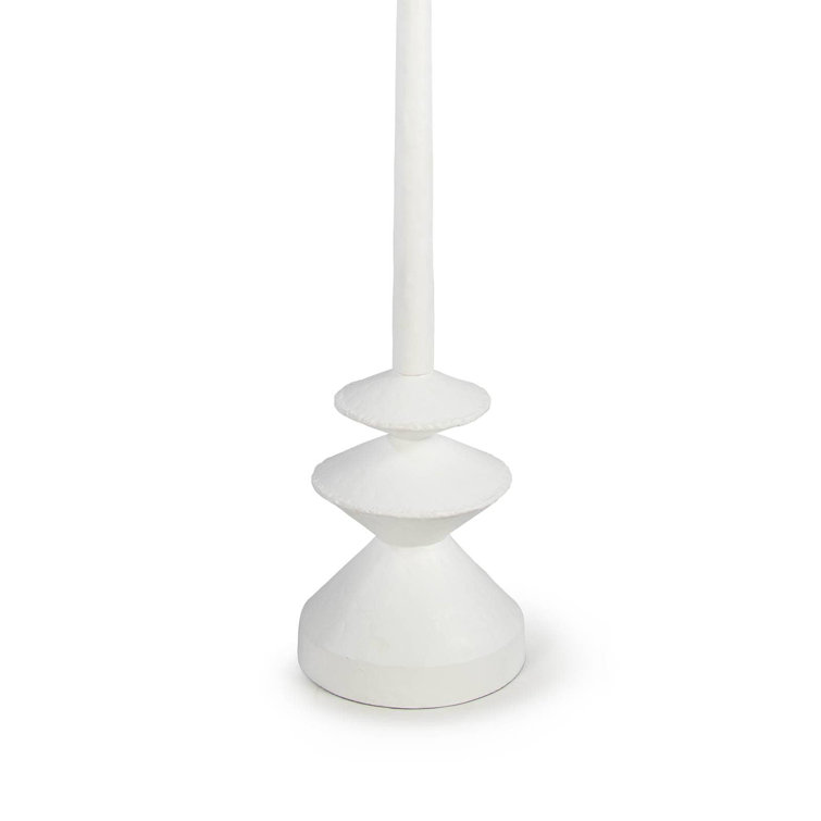 Matte White Linen Shade Floor Lamp with Polished Brass Accents