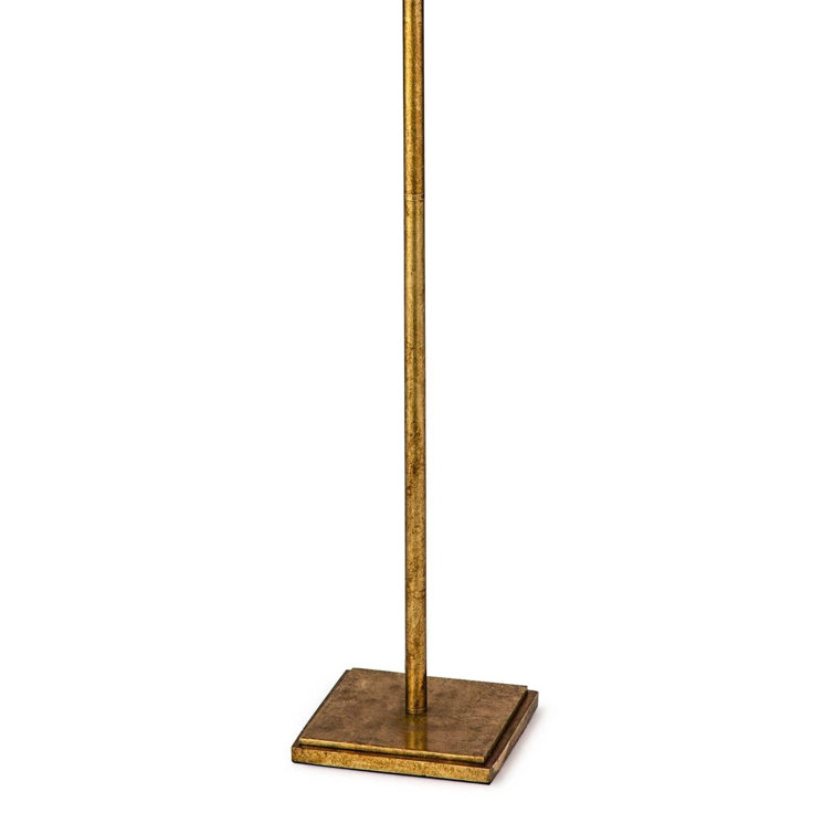 Tall Gold Leaf Floor Lamp with White Feather Shade