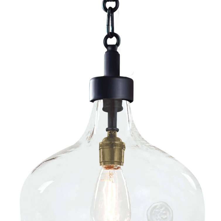 Rustic Bronze Teardrop Mini Pendant with Clear Glass Shade