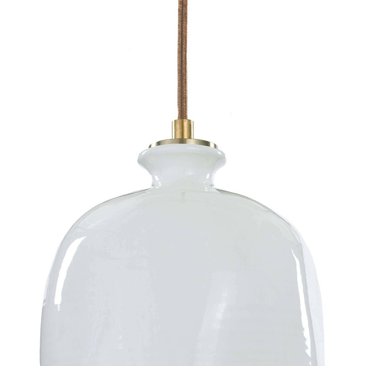 Bianca 8" Gloss White & Gold Ceramic Mini Pendant Light