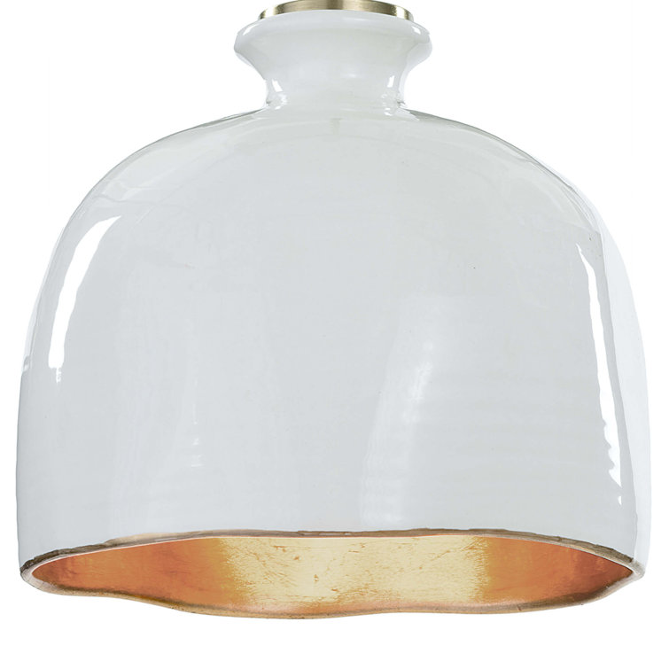 Bianca 8" Gloss White & Gold Ceramic Mini Pendant Light