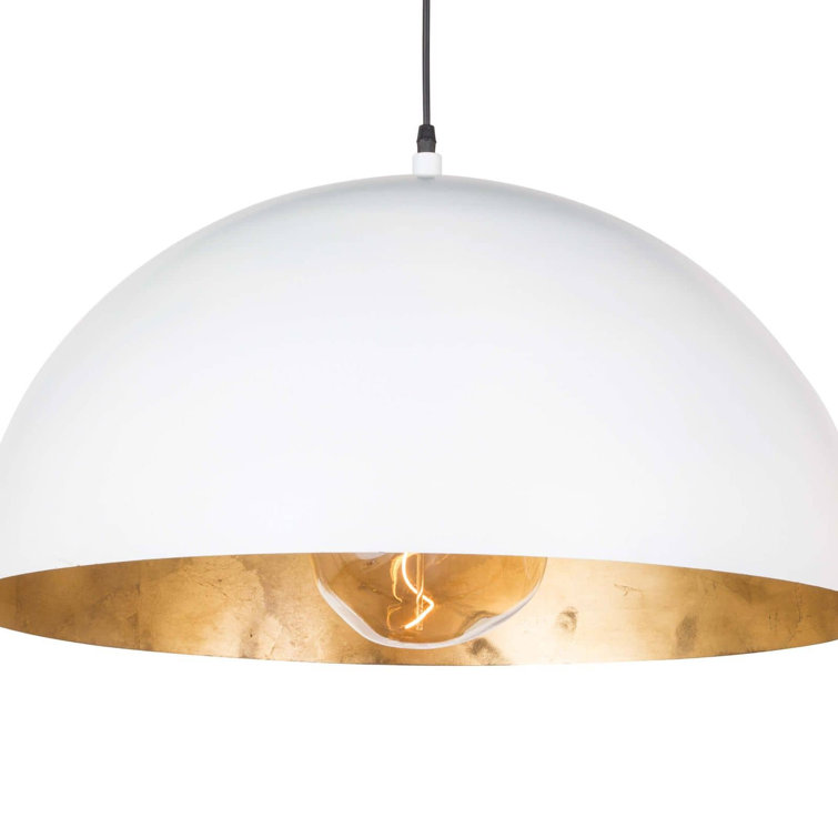 Large White and Gold Bowl Pendant Light