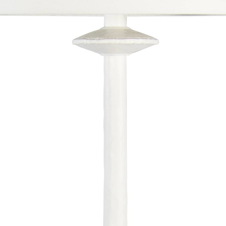 Matte White Linen Shade Floor Lamp with Polished Brass Accents