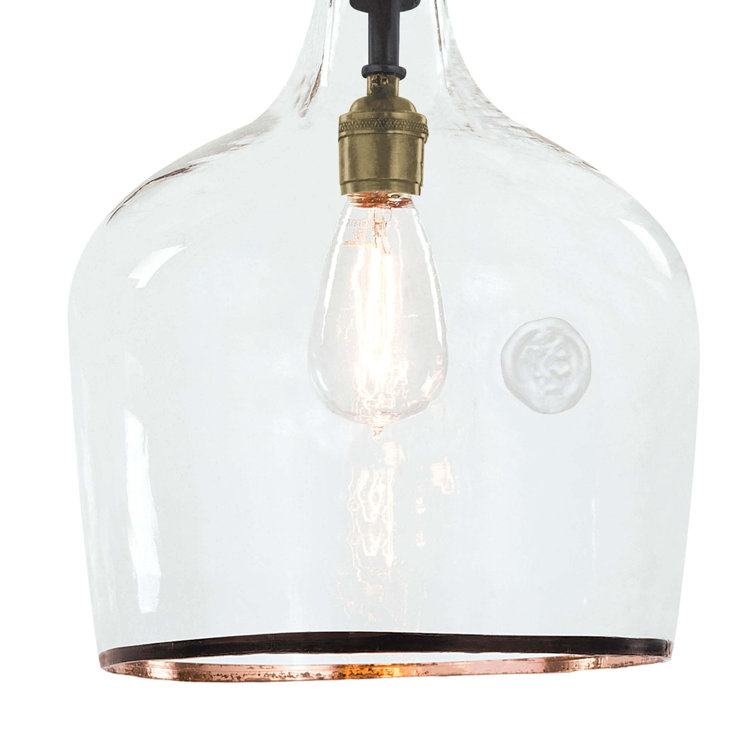 Rustic Bronze Teardrop Mini Pendant with Clear Glass Shade