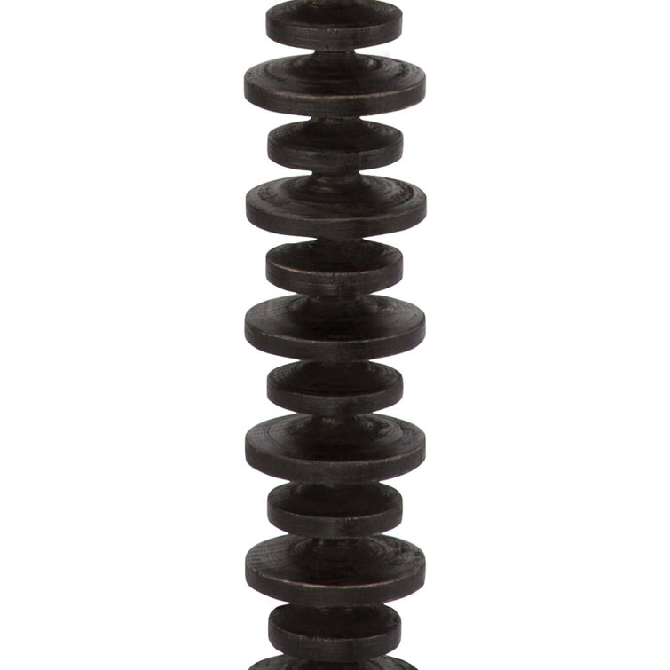Ebony Birch Wood Fishbone Floor Lamp with Linen Shade