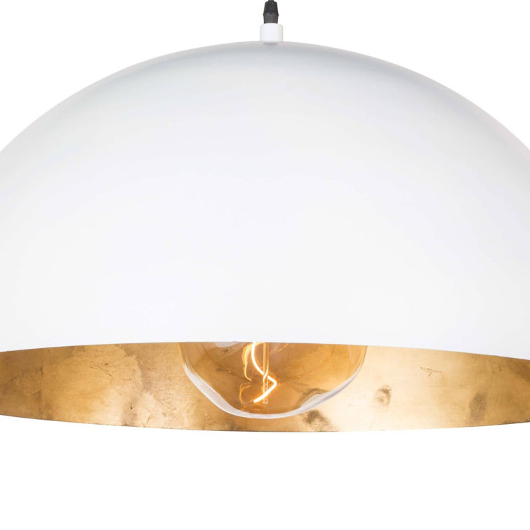 Large White and Gold Bowl Pendant Light