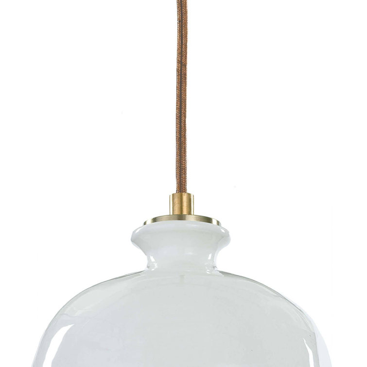 Bianca 8" Gloss White & Gold Ceramic Mini Pendant Light