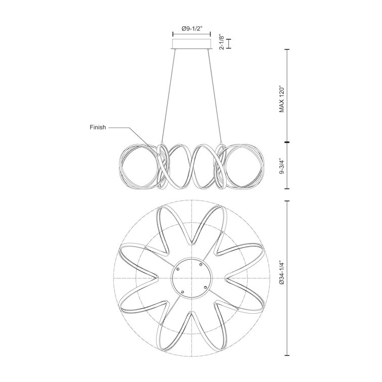 Synergy Black LED Chandelier with Soft Light Opal Lens