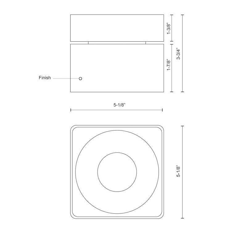 Solo Black Aluminum LED Flush Mount Light, 5.13"