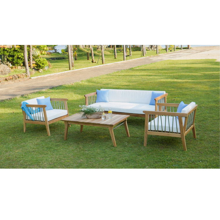Rossio Teak and Stainless Steel 5-Person Outdoor Conversation Set