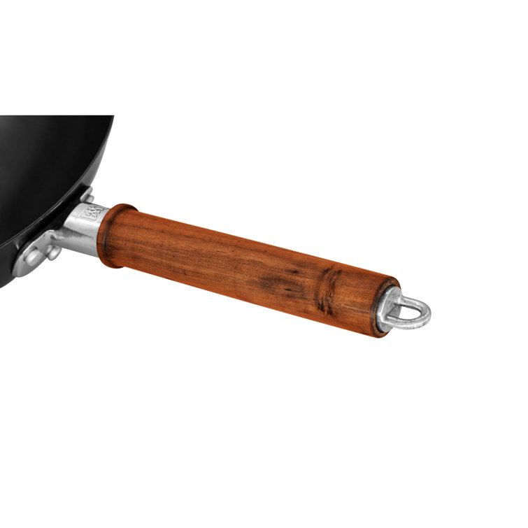 Zwilling 12-Inch Black Carbon Steel Wok with Walnut Handle