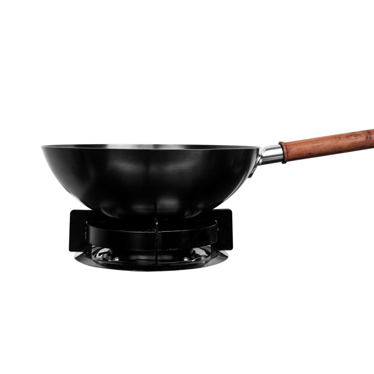Zwilling 12-Inch Black Carbon Steel Wok with Walnut Handle