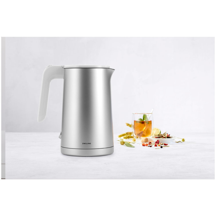 Silver 1-Liter Stainless Steel Electric Kettle with Cool Touch