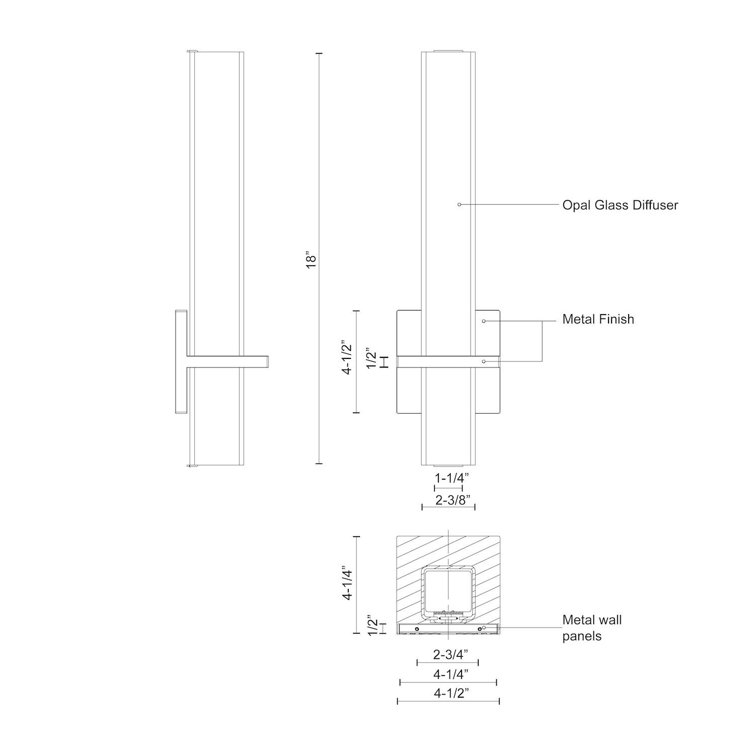 Nepal Black LED Dimmable Wall Sconce, 18" Height