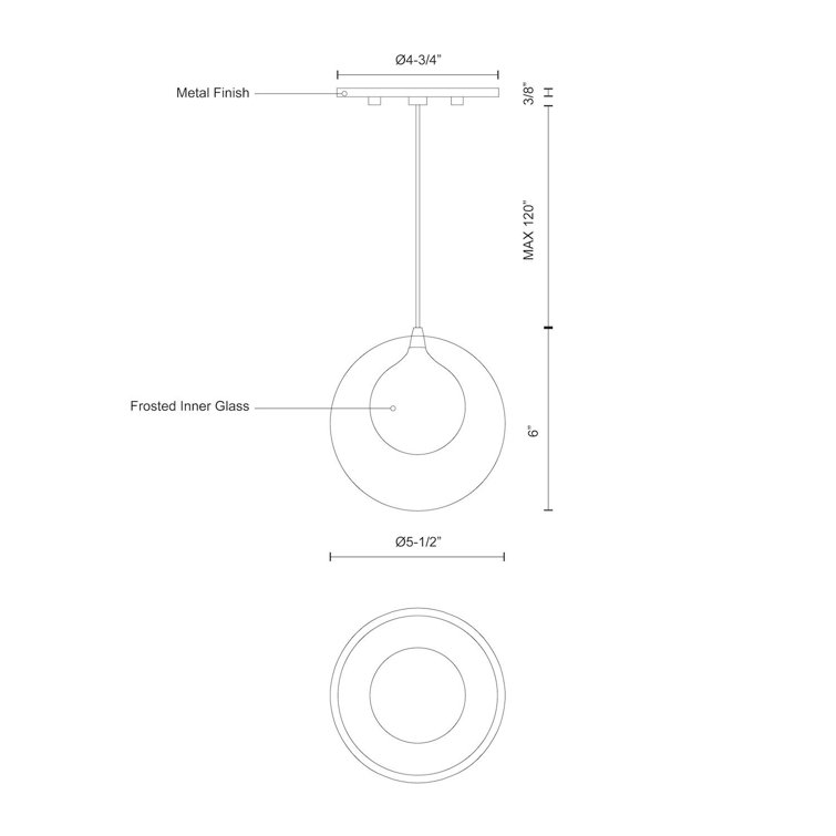 Chrome LED Single Pendant with Clear and Frosted Glass