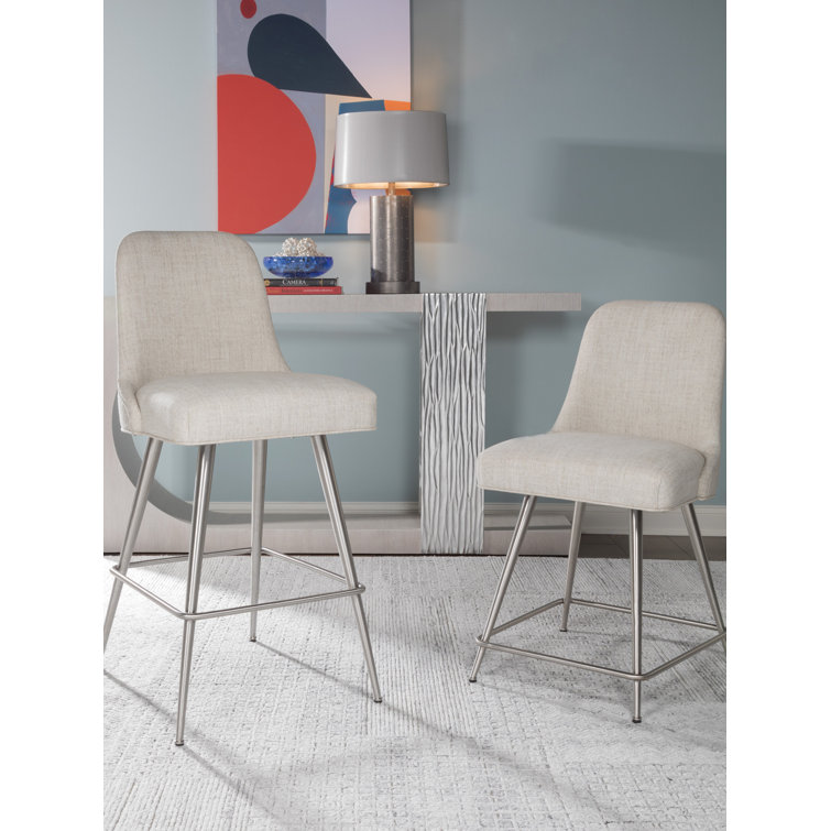 Transitional Gray Acrylic Swivel Counter Stool, 24" Seat Height