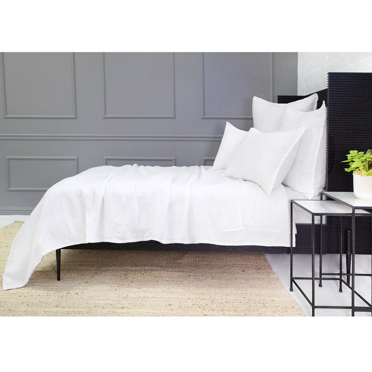 Portugal Crafted White Cotton Queen Matelasse Coverlet