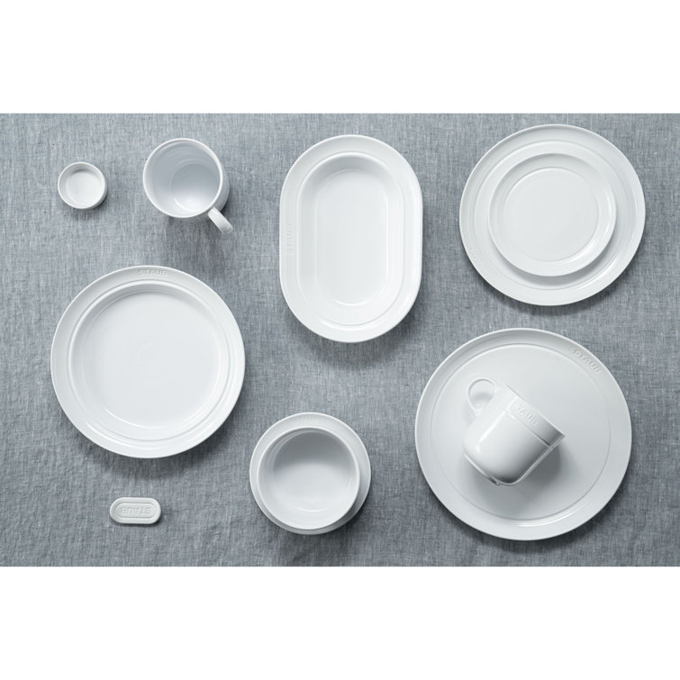 White Porcelain 4-Piece Microwave-Safe Appetizer Plate Set