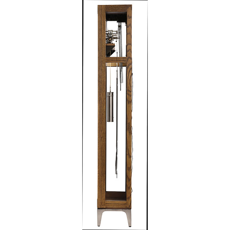 Brown Oak and Nickel Transitional Grandfather Clock