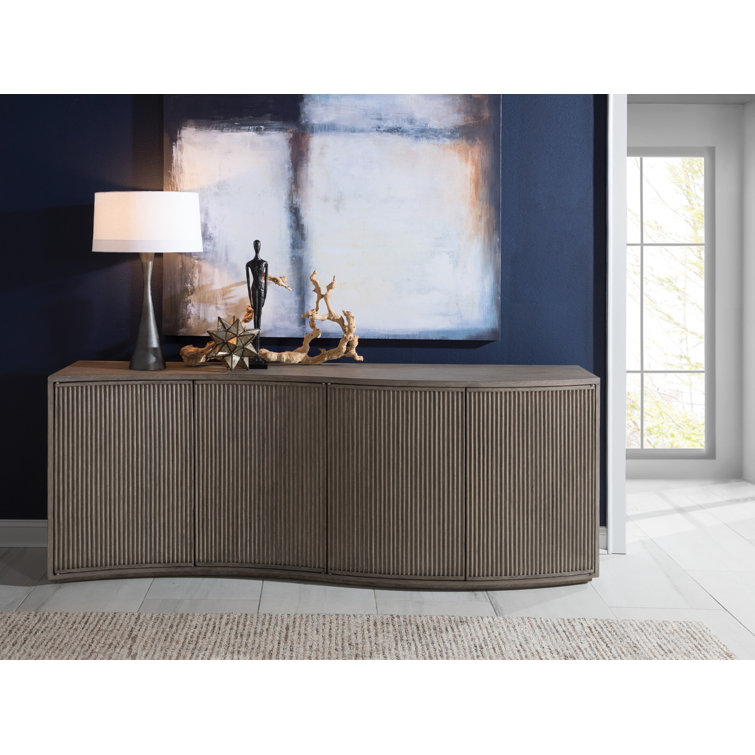 88" Gray Oak Modern Media Console with Cabinet