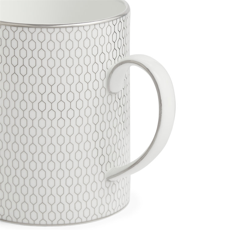 Gio Platinum Geometric Ceramic Mug with Metallic Accents