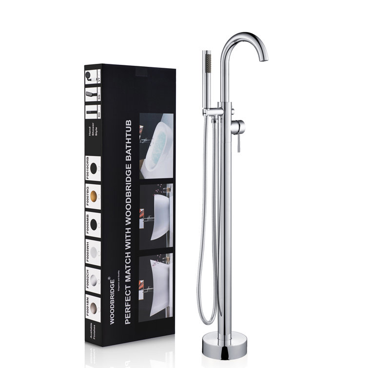 Chrome Freestanding Tub Filler with Hand Shower