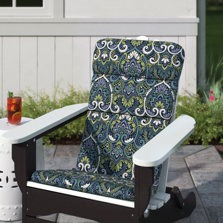 Sapphire Aurora Blue Damask Outdoor Adirondack Chair Cushion
