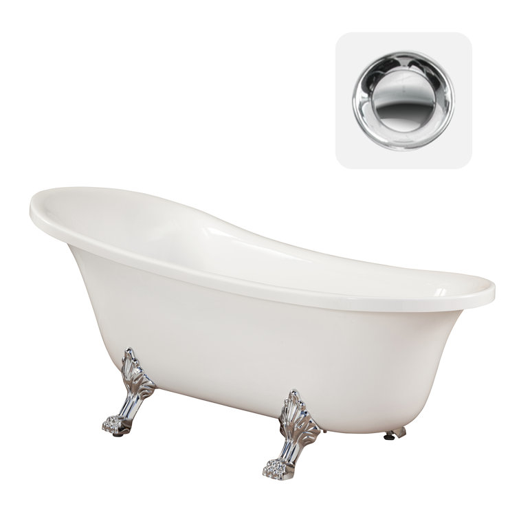 Geneva 69'' White Acrylic Clawfoot Soaking Bathtub