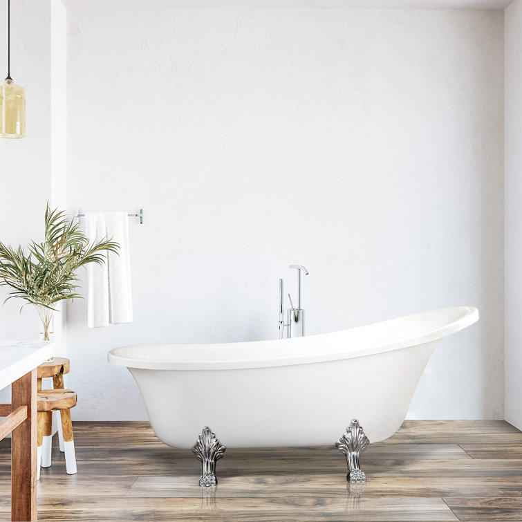 Geneva 69'' White Acrylic Clawfoot Soaking Bathtub
