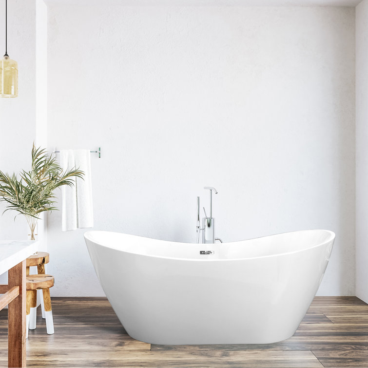 Alana 70'' White Freestanding Acrylic Soaking Bathtub