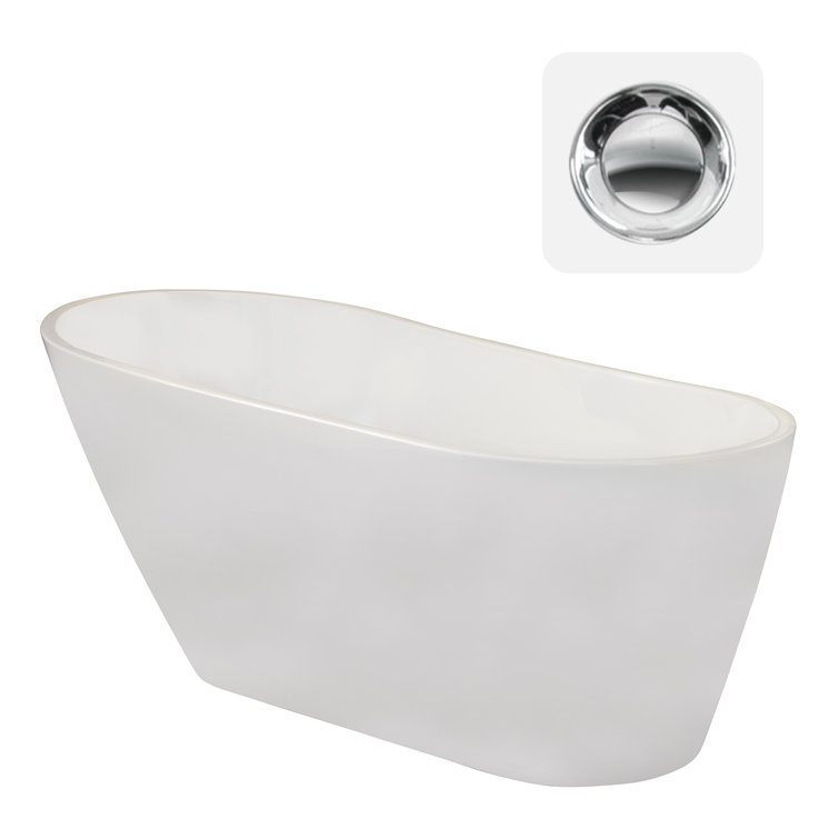 Shaia 67'' White Acrylic Freestanding Soaking Bathtub