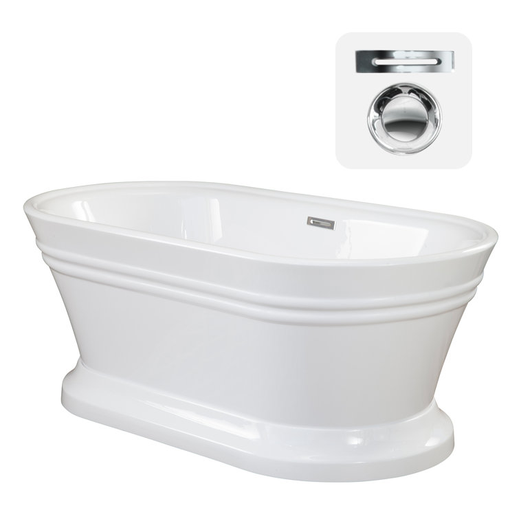 Solace 59.1'' White Freestanding Acrylic Soaking Bathtub