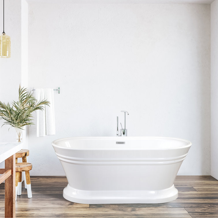 Solace 59.1'' White Freestanding Acrylic Soaking Bathtub