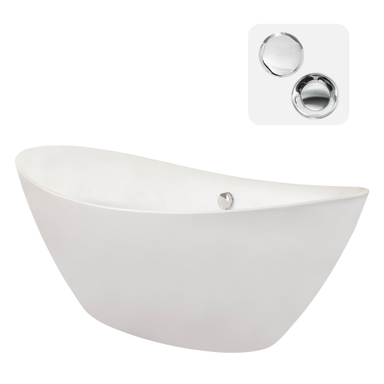 Allegra 71'' White Acrylic Freestanding Soaking Bathtub