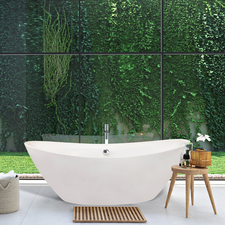 Allegra 71'' White Acrylic Freestanding Soaking Bathtub