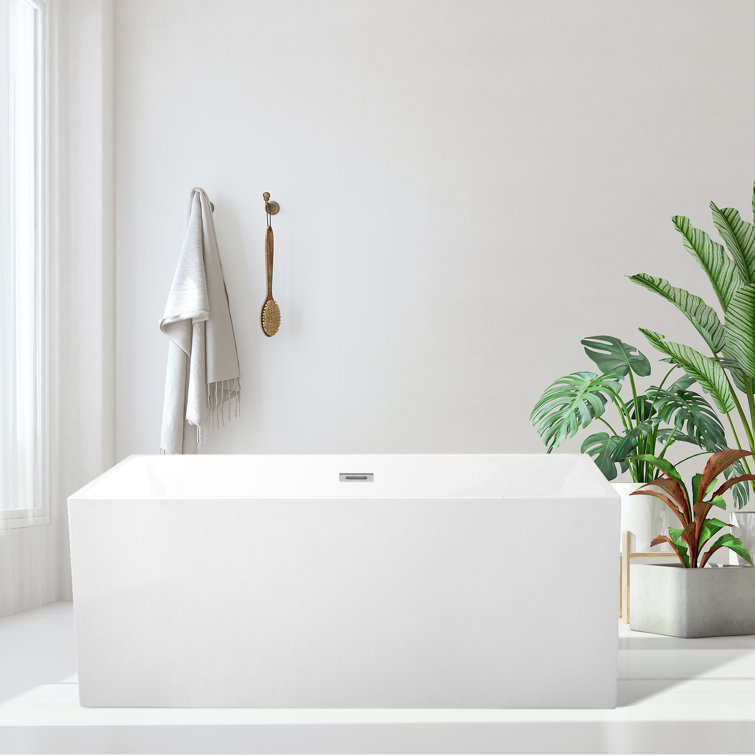 Persephone 59'' White Acrylic Freestanding Soaking Bathtub