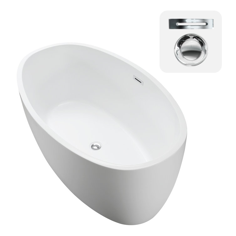 Jolie 55'' White Freestanding Acrylic Soaking Bathtub