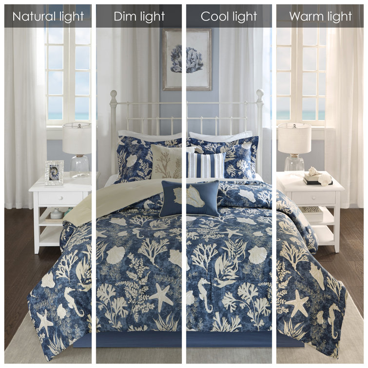 Cape Cod Blue Cotton Sateen King Comforter Set