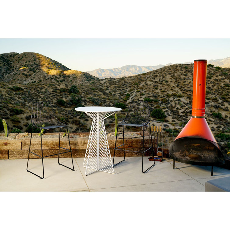 Eco-Friendly Galvanized Iron Round Patio Bar Table in Black
