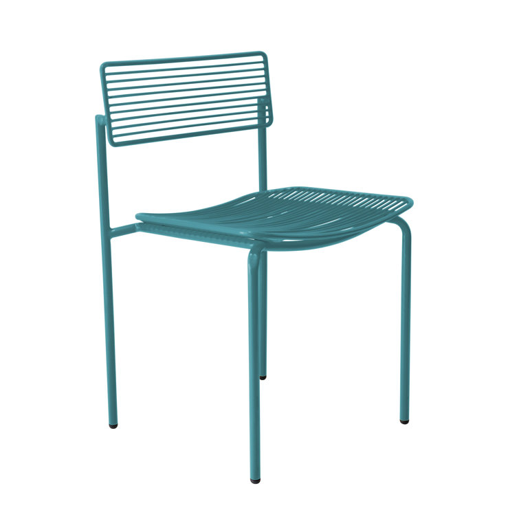 Peacock Blue Iron Stackable Side Chair for Indoor/Outdoor