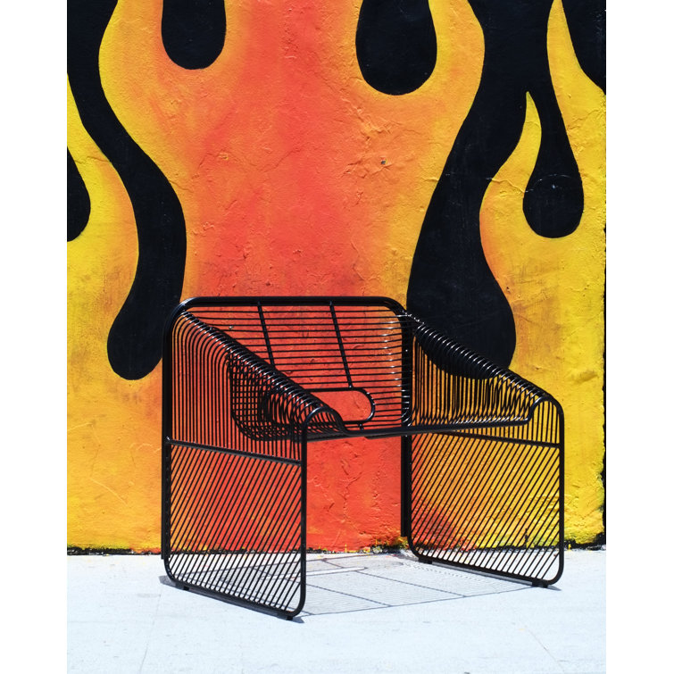 Eco-Friendly Geometric Galvanized Iron Lounge Chair in Black