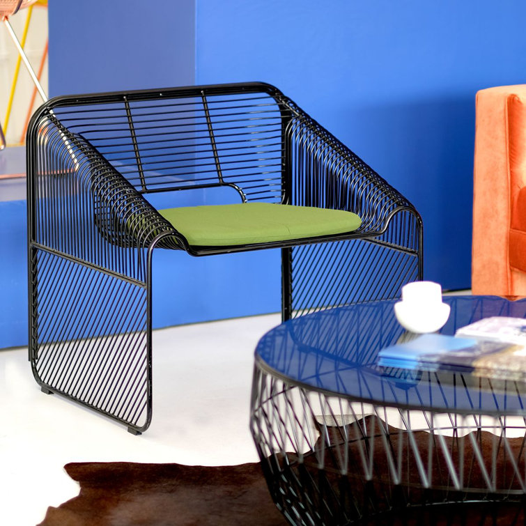 Eco-Friendly Geometric Galvanized Iron Lounge Chair in Black