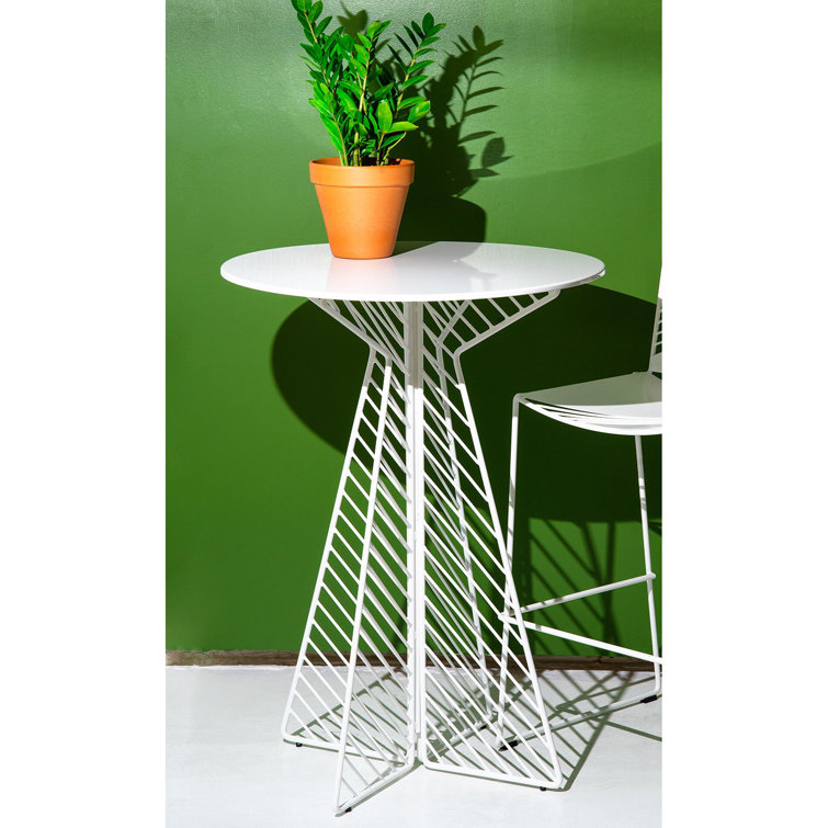 Eco-Friendly Galvanized Iron Round Patio Bar Table in Black