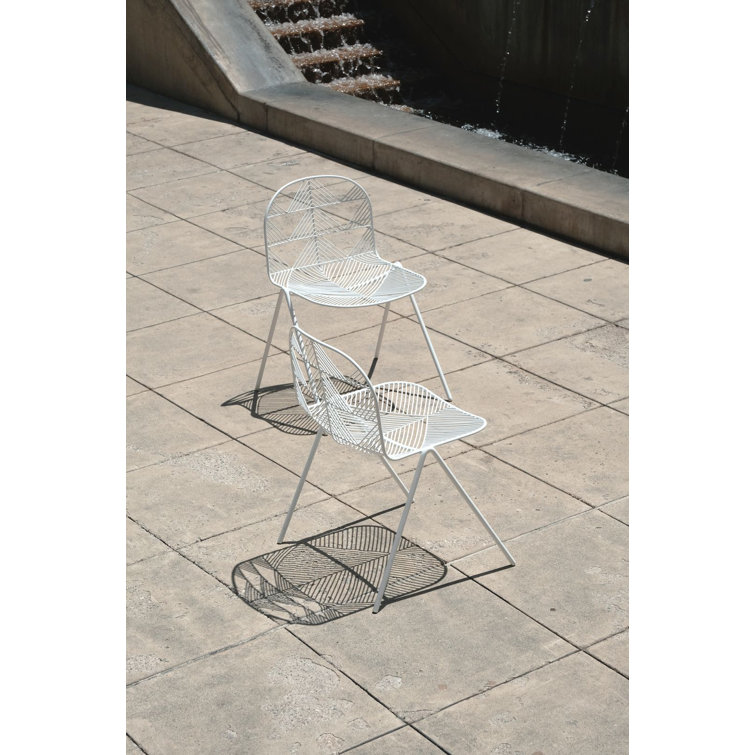 Galvanized Iron White Windsor Back Stacking Side Chair