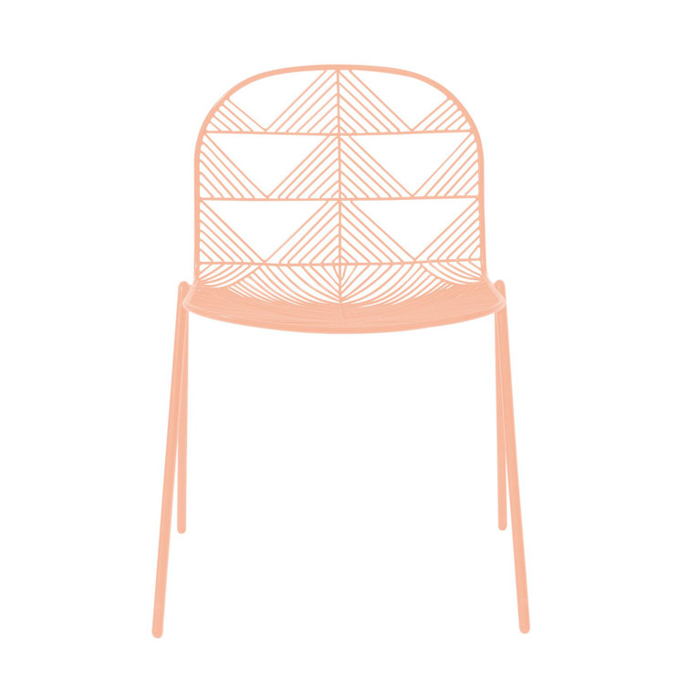 Peachy Pink Metal Windsor Back Stacking Chair