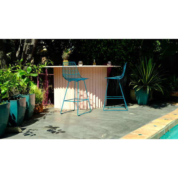 Saddle Style Orange Metal Leather Bar Stool, 30 in