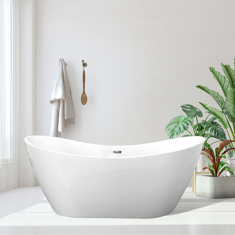 Alana 70'' White Freestanding Acrylic Soaking Bathtub